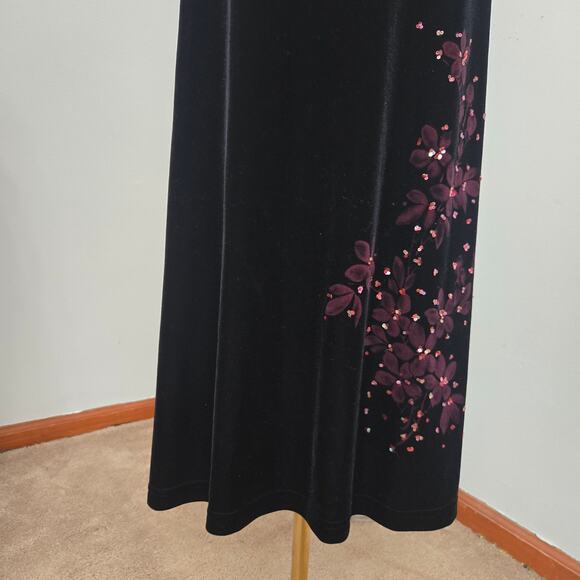 Vintage Studio Women 90s Y2K Dark Fairy Whimsigoth Velvet Floral Sequins Skirt L - Picture 4 of 11